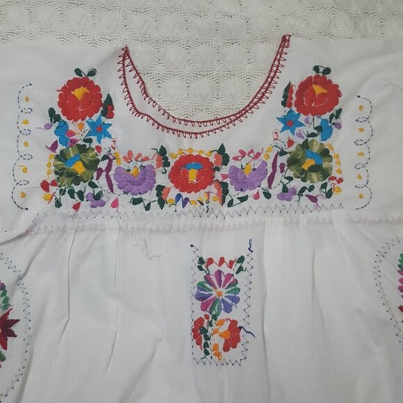 Handmade embroidered mexican-style midi dress M/L - Picture 10 of 12